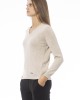 V-neck Sweater. Long Sleeves. Neck. Cuffs And Bottom Of Fine Ribbed Knit. Regular Fit. Baldinini Trend Monogram In Metal.