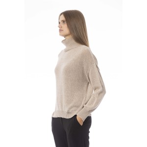 Volcano Neck Sweater. Long Sleeves. Ribbed Neck Wrists And Bottom Of The Knit. Monogram Baldinini Trend In Metal.