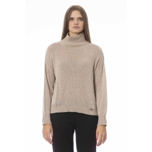 Volcano Neck Sweater. Long Sleeves. Ribbed Neck Wrists And Bottom Of The Knit. Monogram Baldinini Trend In Metal.