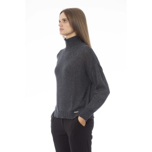 Volcano Neck Sweater. Long Sleeves. Ribbed Neck Wrists And Bottom Of The Knit. Monogram Baldinini Trend In Metal.