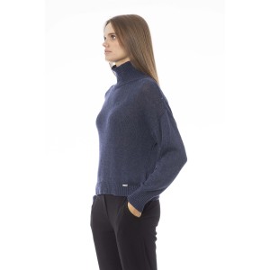 Volcano Neck Sweater. Long Sleeves. Ribbed Neck Wrists And Bottom Of The Knit. Monogram Baldinini Trend In Metal.