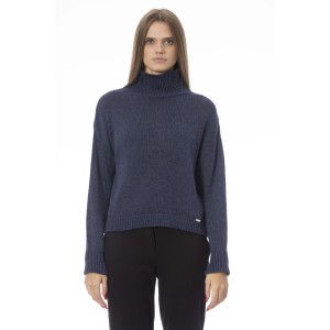 Volcano Neck Sweater. Long Sleeves. Ribbed Neck Wrists And Bottom Of The Knit. Monogram Baldinini Trend In Metal.