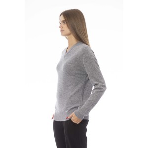 V-neck Sweater. Long Sleeves. Ribbed Neck Wrists And Bottom Of The Knit. Monogram Baldinini Trend In Metal.