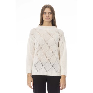 Volcano Neck Sweater. Long Sleeves. Ribbed Neck Wrists And Bottom Of The Knit. Monogram Baldinini Trend In Metal.