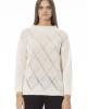 Volcano Neck Sweater. Long Sleeves. Ribbed Neck Wrists And Bottom Of The Knit. Monogram Baldinini Trend In Metal.