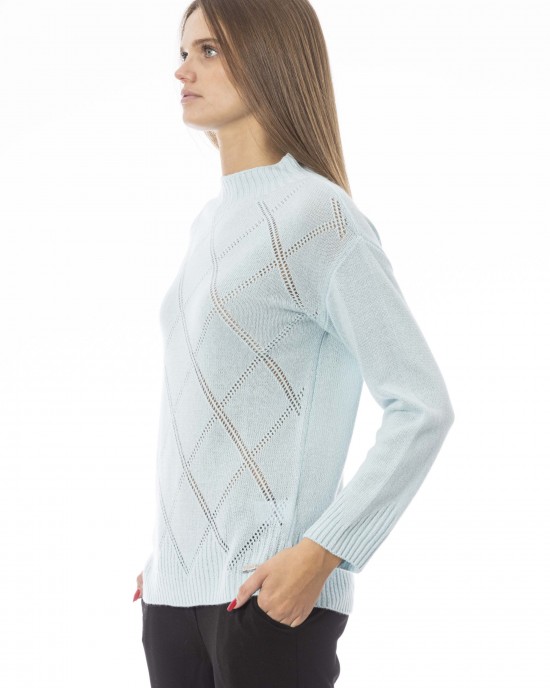 Volcano Neck Sweater. Long Sleeves. Ribbed Neck Wrists And Bottom Of The Knit. Monogram Baldinini Trend In Metal.