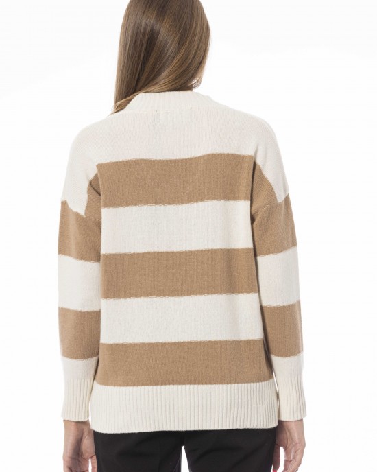 V-neck Sweater. Long Sleeves. Ribbed Neck Wrists And Bottom Of The Knit. Monogram Baldinini Trend In Metal.