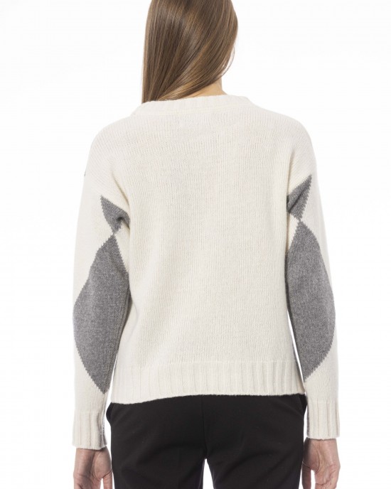 Boat Neck Sweater. Long Sleeves. Ribbed Neck Wrists And Bottom Of The Knit. Monogram Baldinini Trend In Metal.