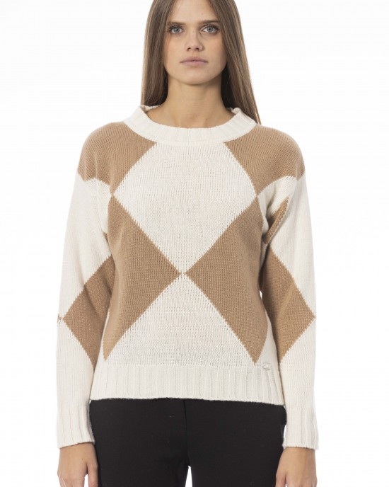 Boat Neck Sweater. Long Sleeves. Ribbed Neck Wrists And Bottom Of The Knit. Monogram Baldinini Trend In Metal.