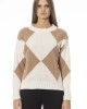 Boat Neck Sweater. Long Sleeves. Ribbed Neck Wrists And Bottom Of The Knit. Monogram Baldinini Trend In Metal.