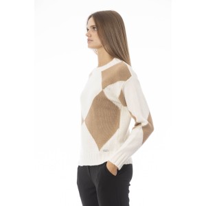 Boat Neck Sweater. Long Sleeves. Ribbed Neck Wrists And Bottom Of The Knit. Monogram Baldinini Trend In Metal.