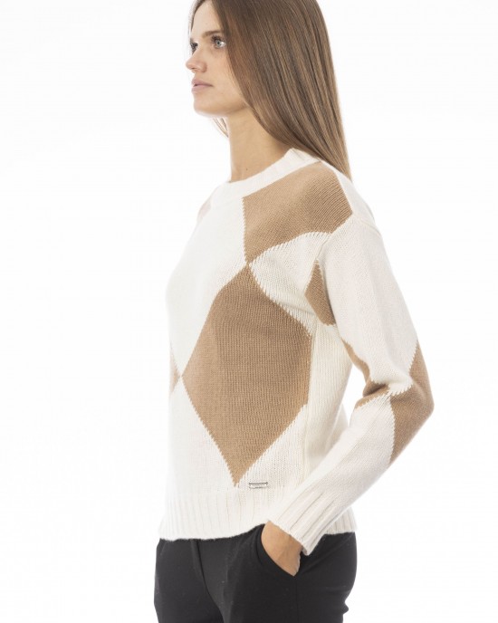 Boat Neck Sweater. Long Sleeves. Ribbed Neck Wrists And Bottom Of The Knit. Monogram Baldinini Trend In Metal.