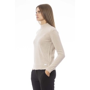 Turtleneck Sweater. Long Sleeves. Ribbed Neck Wrists And Bottom Of The Knit. Monogram Baldinini Trend In Metal.