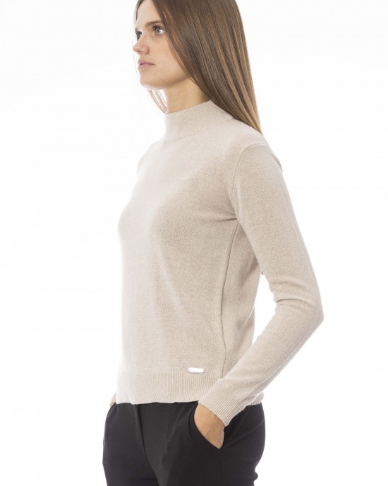 Turtleneck Sweater. Long Sleeves. Ribbed Neck Wrists And Bottom Of The Knit. Monogram Baldinini Trend In Metal.