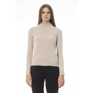 Turtleneck Sweater. Long Sleeves. Ribbed Neck Wrists And Bottom Of The Knit. Monogram Baldinini Trend In Metal.