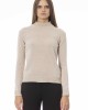 Turtleneck Sweater. Long Sleeves. Ribbed Neck Wrists And Bottom Of The Knit. Monogram Baldinini Trend In Metal.