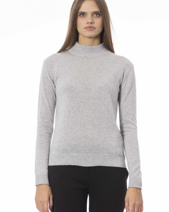 Turtleneck Sweater. Long Sleeves. Ribbed Neck Wrists And Bottom Of The Knit. Monogram Baldinini Trend In Metal.