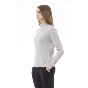Turtleneck Sweater. Long Sleeves. Ribbed Neck Wrists And Bottom Of The Knit. Monogram Baldinini Trend In Metal.