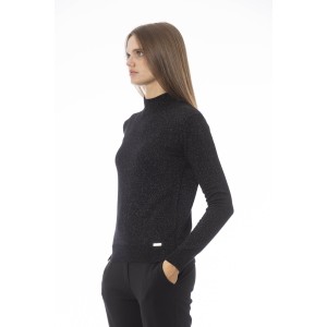 Turtleneck Sweater. Long Sleeves. Ribbed Neck Wrists And Bottom Of The Knit. Monogram Baldinini Trend In Metal.