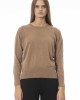 Crew Neck Sweater. Long Sleeves. Ribbed Neck Wrists And Bottom Of The Knit. Monogram Baldinini Trend In Metal.