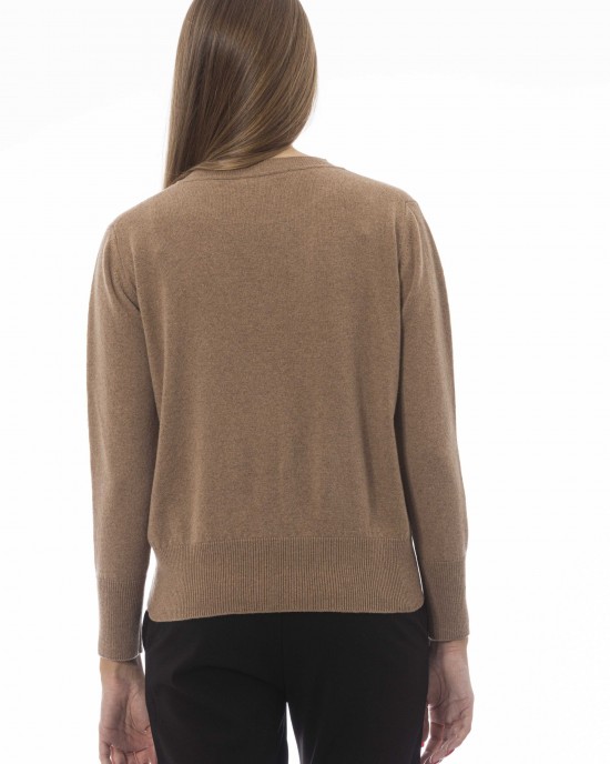 Crew Neck Sweater. Long Sleeves. Ribbed Neck Wrists And Bottom Of The Knit. Monogram Baldinini Trend In Metal.