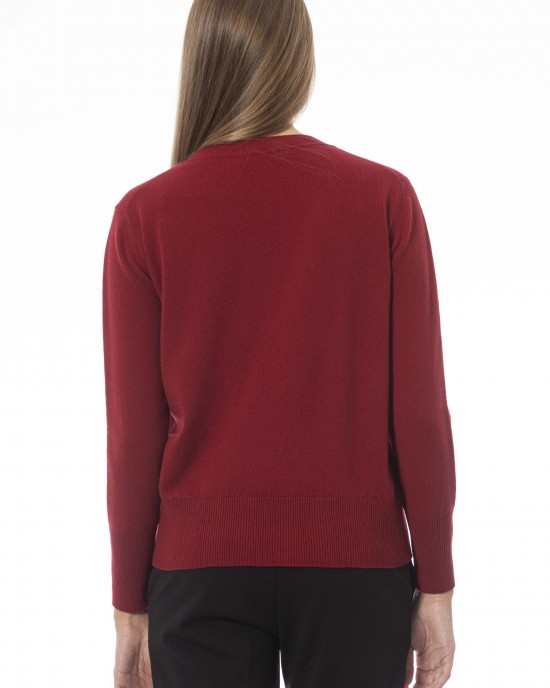 Crew Neck Sweater. Long Sleeves. Ribbed Neck Wrists And Bottom Of The Knit. Monogram Baldinini Trend In Metal.