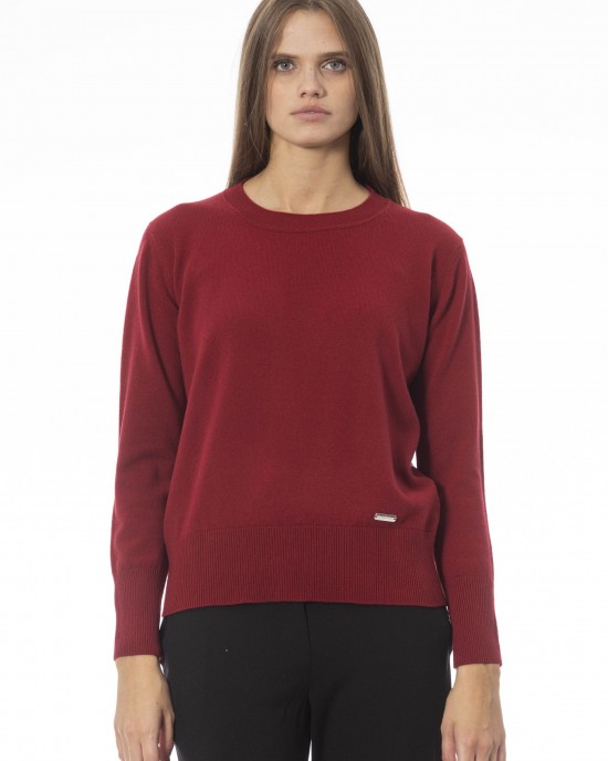 Crew Neck Sweater. Long Sleeves. Ribbed Neck Wrists And Bottom Of The Knit. Monogram Baldinini Trend In Metal.