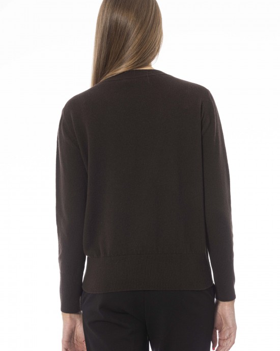 Crew Neck Sweater. Long Sleeves. Ribbed Neck Wrists And Bottom Of The Knit. Monogram Baldinini Trend In Metal.