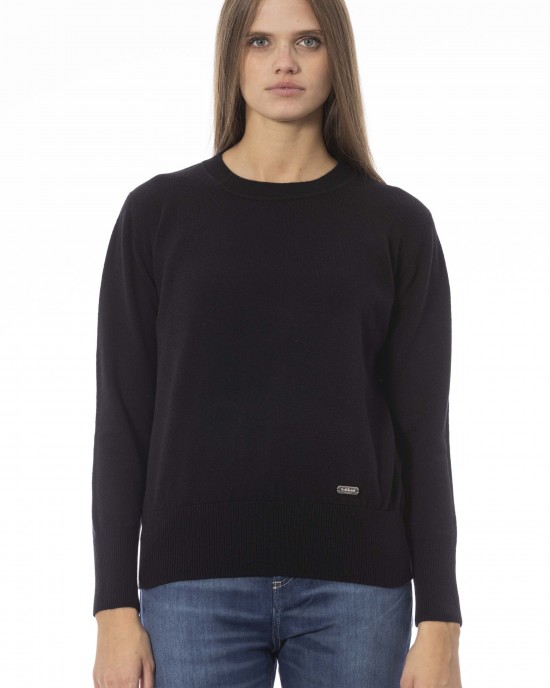 Crew Neck Sweater. Long Sleeves. Ribbed Neck Wrists And Bottom Of The Knit. Monogram Baldinini Trend In Metal.