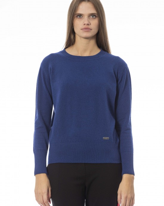 Crew Neck Sweater. Long Sleeves. Ribbed Neck Wrists And Bottom Of The Knit. Monogram Baldinini Trend In Metal.