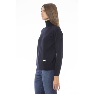 Turtleneck Sweater. Long Sleeves. Neck Cuffs And Bottom Of Fine Ribbed Knit. Monogram Baldinini Trend In Metal.