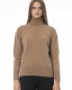 Turtleneck Sweater. Long Sleeves. Neck Cuffs And Bottom Of Fine Ribbed Knit. Monogram Baldinini Trend In Metal.