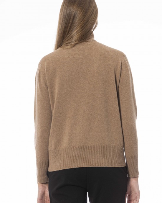 Turtleneck Sweater. Long Sleeves. Neck Cuffs And Bottom Of Fine Ribbed Knit. Monogram Baldinini Trend In Metal.