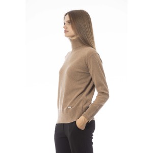 Turtleneck Sweater. Long Sleeves. Neck Cuffs And Bottom Of Fine Ribbed Knit. Monogram Baldinini Trend In Metal.