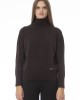 Turtleneck Sweater. Long Sleeves. Neck Cuffs And Bottom Of Fine Ribbed Knit. Monogram Baldinini Trend In Metal.