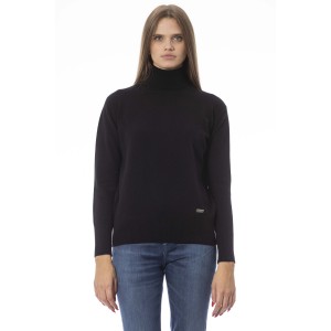 Turtleneck Sweater. Long Sleeves. Neck Cuffs And Bottom Of Fine Ribbed Knit. Monogram Baldinini Trend In Metal.