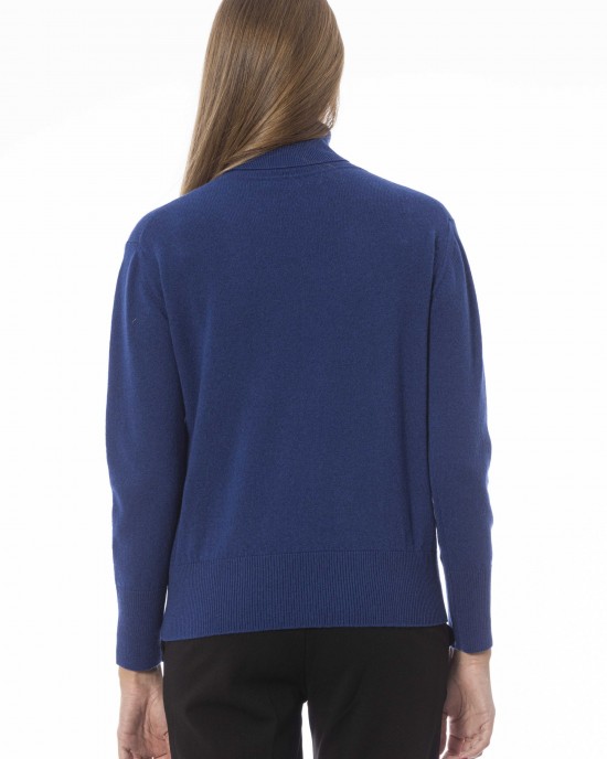 Turtleneck Sweater. Long Sleeves. Neck Cuffs And Bottom Of Fine Ribbed Knit. Monogram Baldinini Trend In Metal.