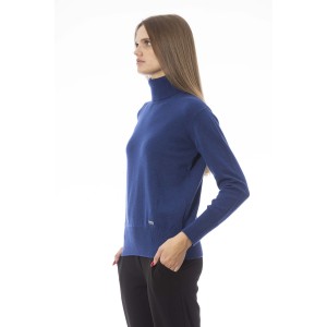 Turtleneck Sweater. Long Sleeves. Neck Cuffs And Bottom Of Fine Ribbed Knit. Monogram Baldinini Trend In Metal.