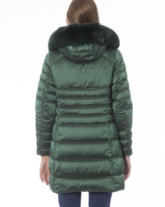 Long Down Jacket. External Threaded Pockets. Front Zip Closure. Monogram Baldinini Trend.