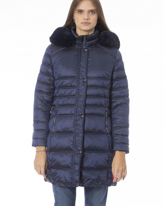 Long Down Jacket. External Threaded Pockets. Front Zip Closure. Monogram Baldinini Trend.