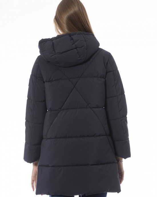 Long Down Jacket. External Threaded Pockets. Front Zip Closure. Monogram Baldinini Trend.