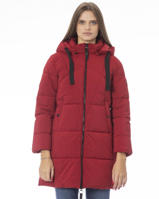 Long Down Jacket. External Threaded Pockets. Front Zip Closure. Monogram Baldinini Trend.