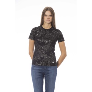 T-shirt With Pattern. Short Sleeves And Crew Neck. Monogram Baldinini Trend In Metal.