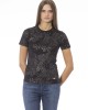 T-shirt With Pattern. Short Sleeves And Crew Neck. Monogram Baldinini Trend In Metal.