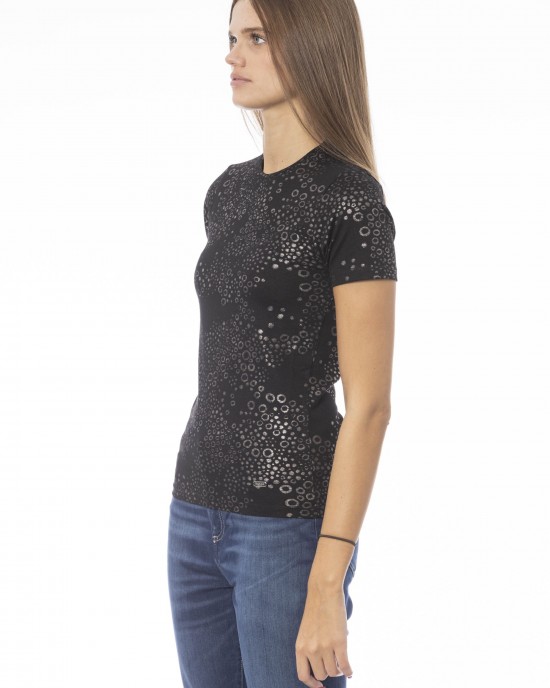 T-shirt With Pattern. Short Sleeves And Crew Neck. Monogram Baldinini Trend In Metal.