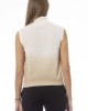 Turtleneck Vest. Fine Ribbed Knit Neck And Bottom. Baldinini Trend Monogram In Metal.