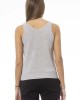 V-neck Tank Top. Neck And Bottom In Fine Ribbed Knit. Monogram Baldinini Trend In Metal.