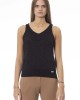 V-neck Tank Top. Neck And Bottom In Fine Ribbed Knit. Monogram Baldinini Trend In Metal.