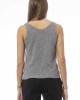 V-neck Tank Top With Feathers. Neck And Bottom Of Fine Ribbed Knit. Monogram Baldinini Trend In Metal.