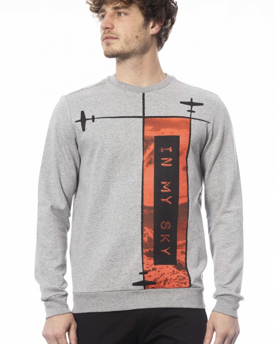 Long Sleeve Sweatshirt. Fine Ribbed Knit Neck Wrists And Bottom. Front Print.